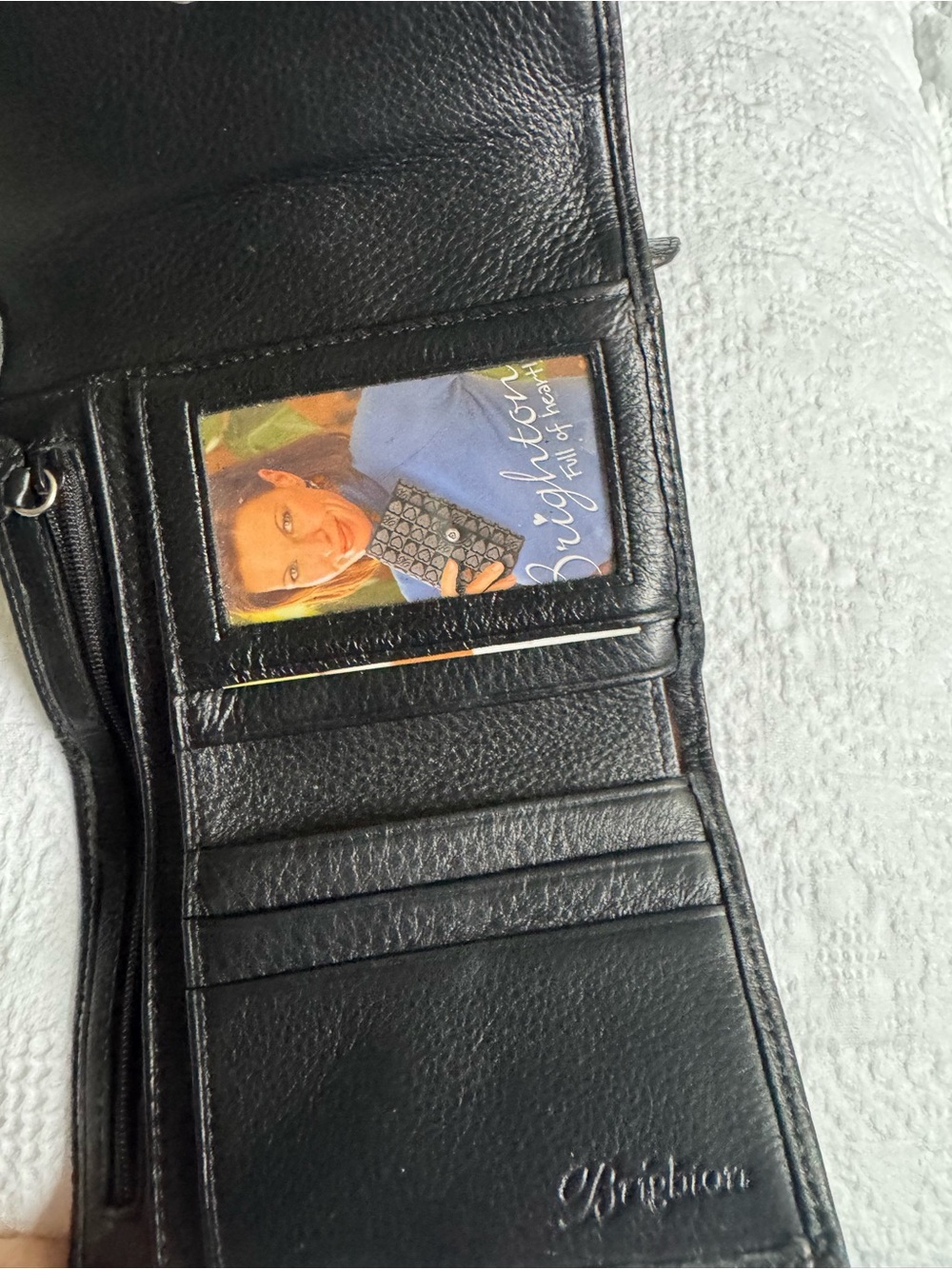 Brighton Black Pebbled Leather Wallet | Croc Embossed Strap Silver Buckle - Picture 3 of 5